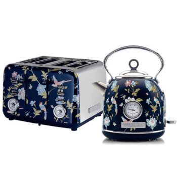 VQ Laura Ashley Dome Kettle And 4 Slice Toaster Elveden Navy (1.7 Litre)