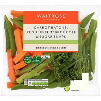 Waitrose Carrot Batons Tenderstem Broccoli Tips and Sugar Snaps (320g)