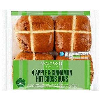 Waitrose Easter 4 Apple and Cinnamon Hot Cross Buns (4)