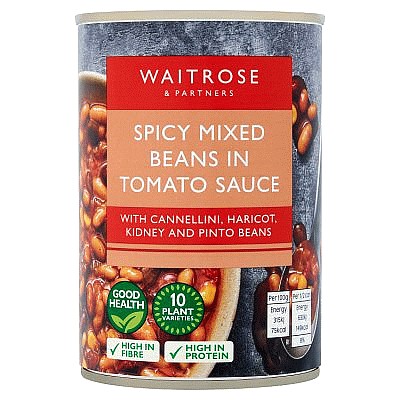 Waitrose Mixed Beans in Spicy Tomato Sauce (400g)