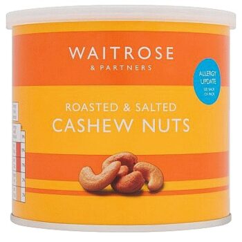 Waitrose Roasted & Salted Cashew Nuts Can (300g)