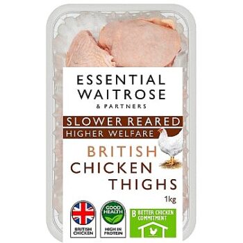 Waitrose Slower Reared Chicken Thighs Skin-on & Bone-in (1kg)