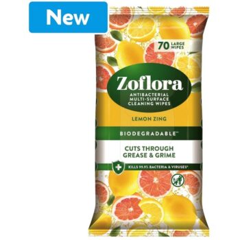 Zoflora Lemon Zing Antibacterial Multi-surface Cleaning Wipes 70 Large Wipes