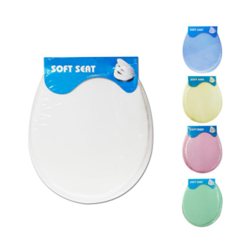 Plain soft toilet seat with cushioned comfort, ideal for replacing old seats and suiting most bathroom styles.