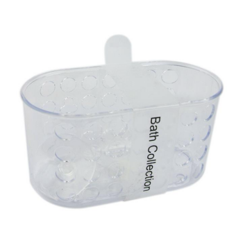 Clear suction shower basket, ideal for organising shower essentials on suitable smooth bathroom surfaces without drilling. Insert Copy